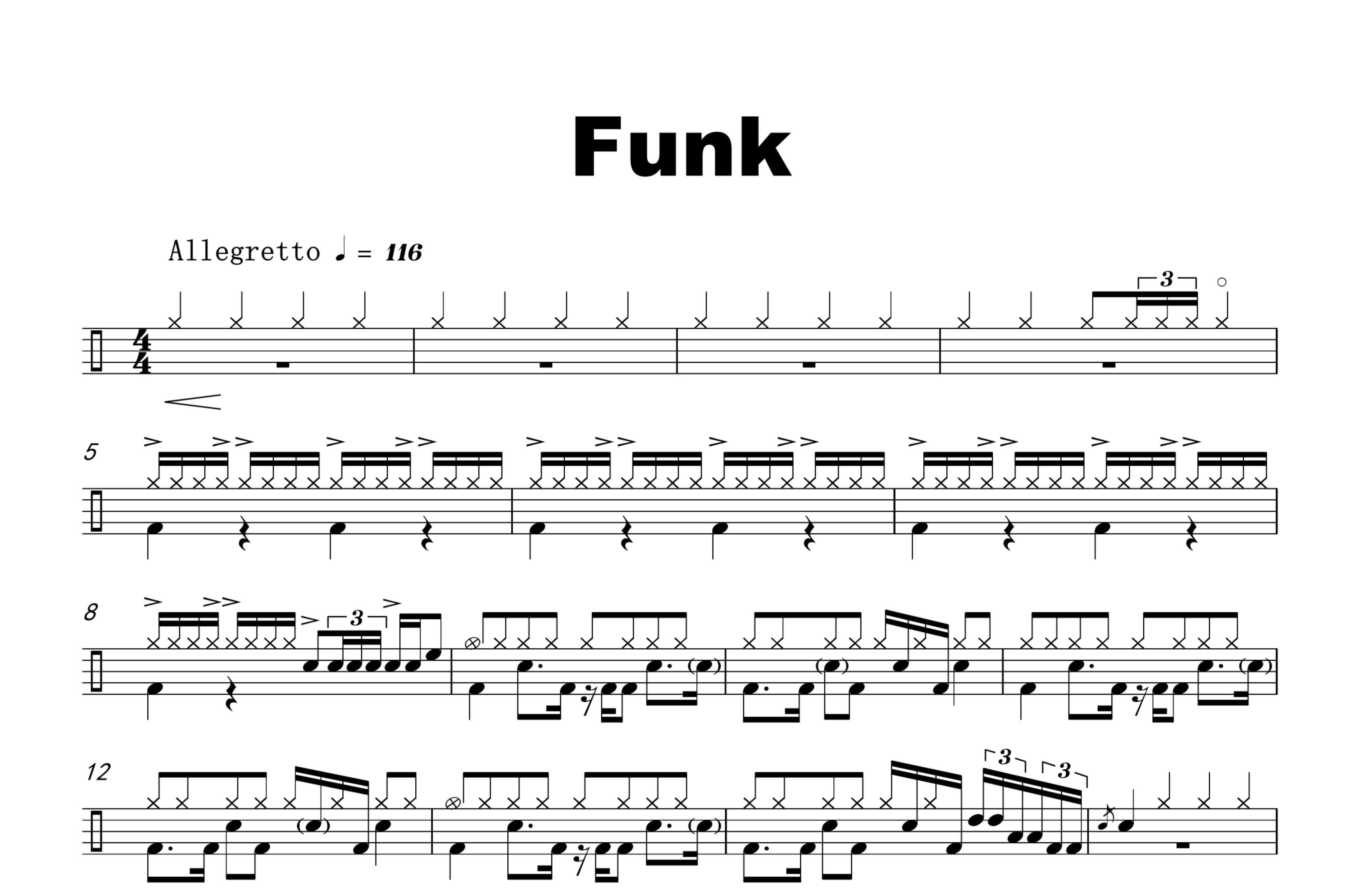 经典单曲funk (超清版)伴奏 示范曲 鼓谱